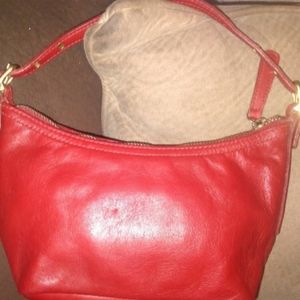 Coach Vintage Red Leather Mini Bag Baguette 9844